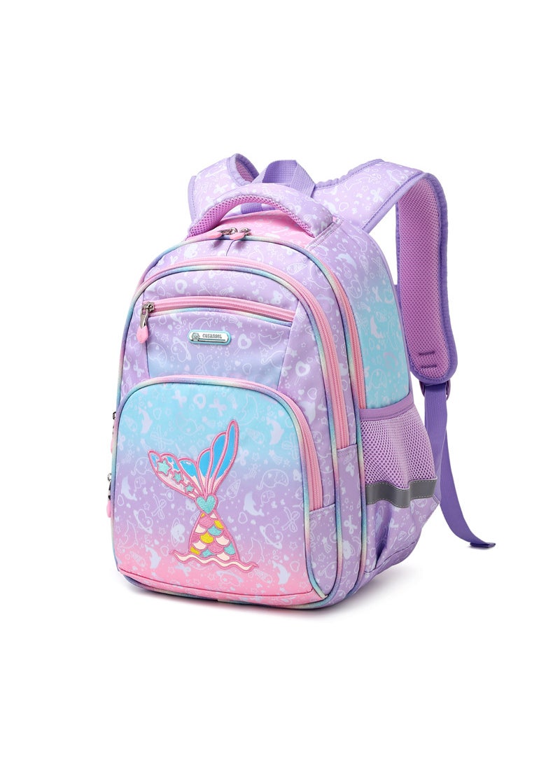 MOK Lightweight Kids School Backpack for Boys and Girls 3-6 Grades ocean fishtail