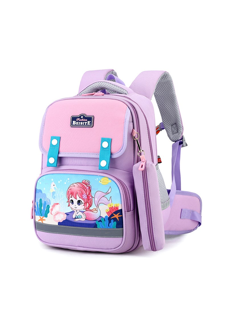 New Kids Cartoon Backpack Lightweight Ergonomic Purple