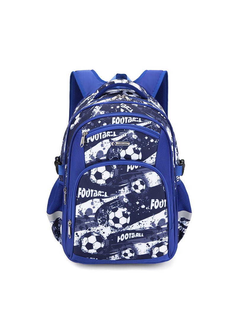 MOK Lightweight Kids School Backpack for Boys and Girls 3-6 Grades Blue multi-football