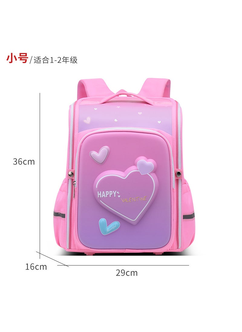 Factory direct supply Net red schoolbag wholesale large capacity Primary School schoolbag burden reduction Ridge protection 3D film three-dimensional shoulder bag Love trumpet