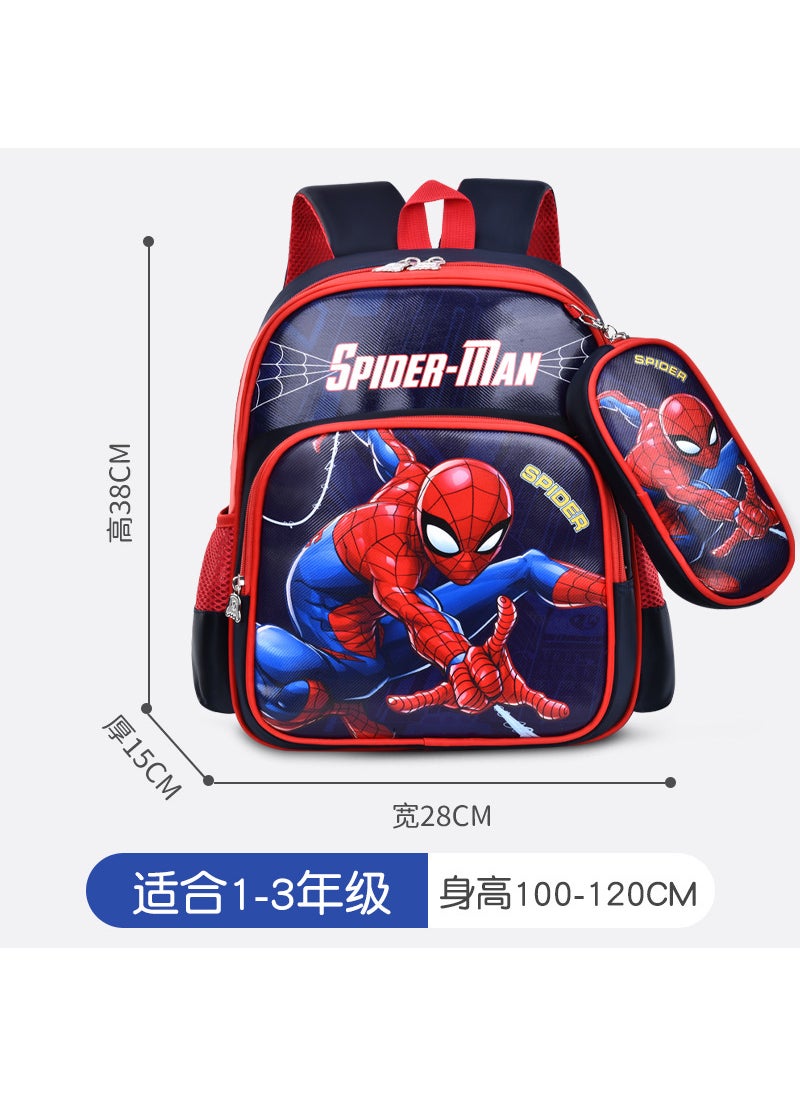 Primary school student schoolbag Grade 1-3 boys and girls cartoon cute burden reduction lightweight spine protection children pencil case backpack Spider (small size)