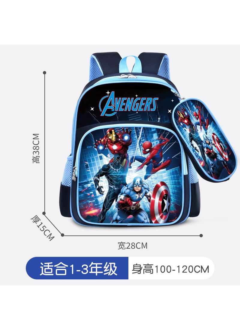 Primary school student schoolbag Grade 1-3 boys and girls cartoon cute burden reduction lightweight spine protection children pencil case backpack Avengers (small size)