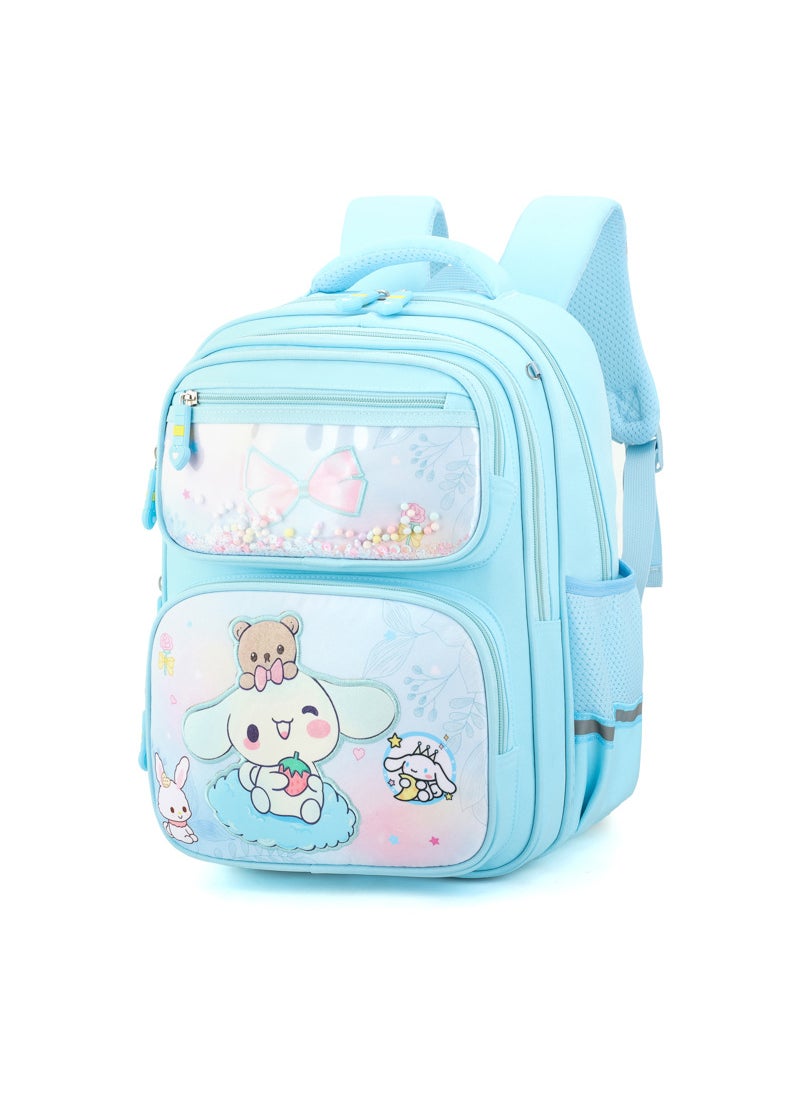 Large Capacity Schoolbag for Primary School Students Grade 1-3-6 Girls Lightweight Backpack Cartoon Cute Childrens Schoolbag Light blue jade cinnamon dog