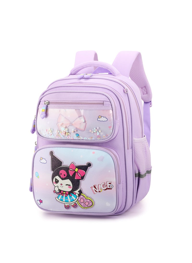 Large Capacity Schoolbag for Primary School Students Grade 1-3-6 Girls Lightweight Backpack Cartoon Cute Childrens Schoolbag Light Purple Lomi