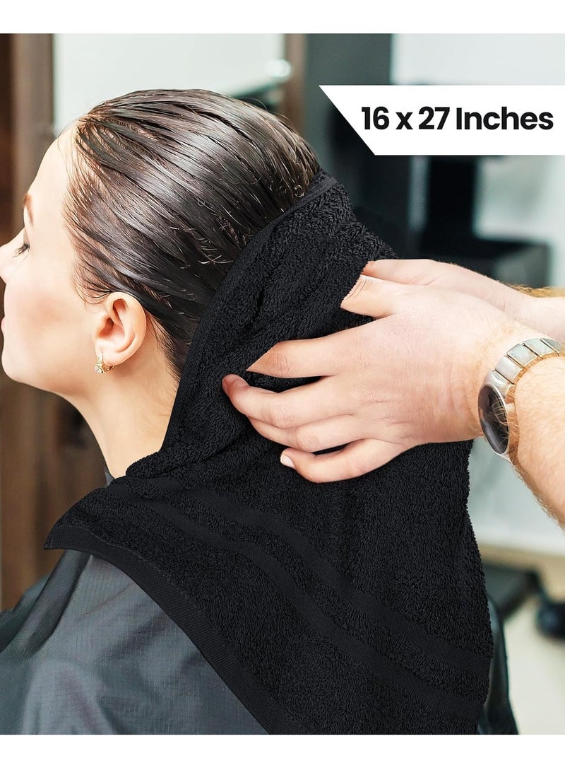 Utopia Towels - Cotton Bleach Proof Salon Towel (16x27 inches) - Bleach Safe Gym 100% Cotton Hand Towel (24 Pack, Black)