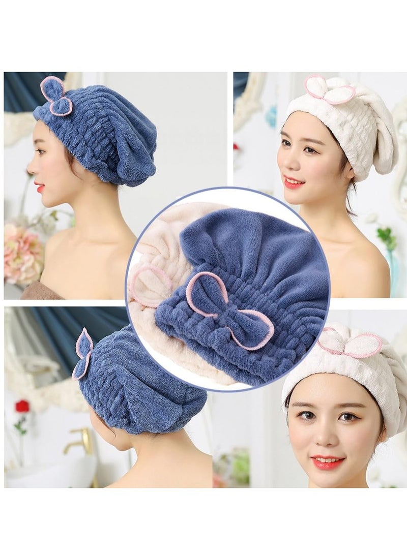 Jseng 2PC Microfiber Hair Drying Caps, Extrame Soft & Ultra Absorbent, Fast Drying Hair Turban Wrap Towels Shower Cap for Girls and Women