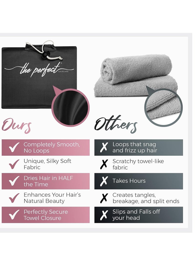 Microfiber Hair Towel Wrap for Women - Gift and Travel - Smooth like Silk - Curly, Wavy, Straight Hair Girls - Plopping Essential - Anti-Frizz, Fast Drying, Works Better than a T-Shirt