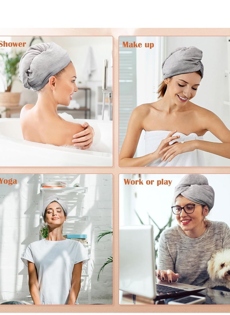 POPCHOSE Microfiber Hair Towel Wrap, Fast Drying Hair Turban, Soft Ultra Absorbent, No Frizz Hair Wrap Towels for Women Wet Hair, Curly, Longer, Thicker Hair, Gifts Stocking Stuffers for Women