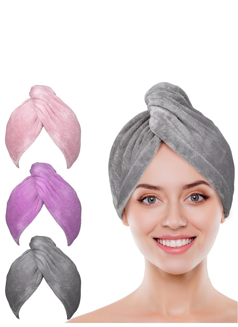 POPCHOSE Microfiber Hair Towel Wrap, Fast Drying Hair Turban, Soft Ultra Absorbent, No Frizz Hair Wrap Towels for Women Wet Hair, Curly, Longer, Thicker Hair, Gifts Stocking Stuffers for Women