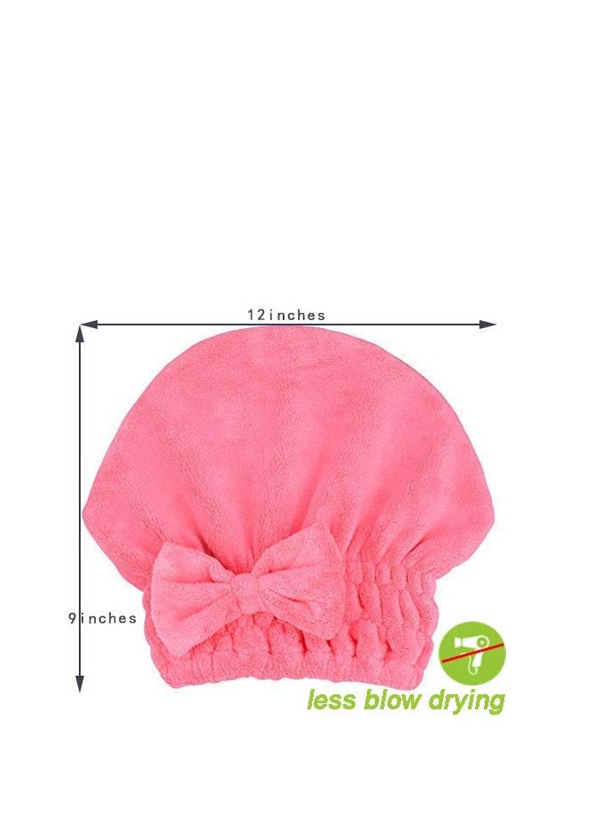 Microfiber Hair Drying Towels Head wrap with Bow-Knot Shower Cap Hair Turban hairWrap Bath Cap for Curly Long & Wet Hair Gift for Women 2pack