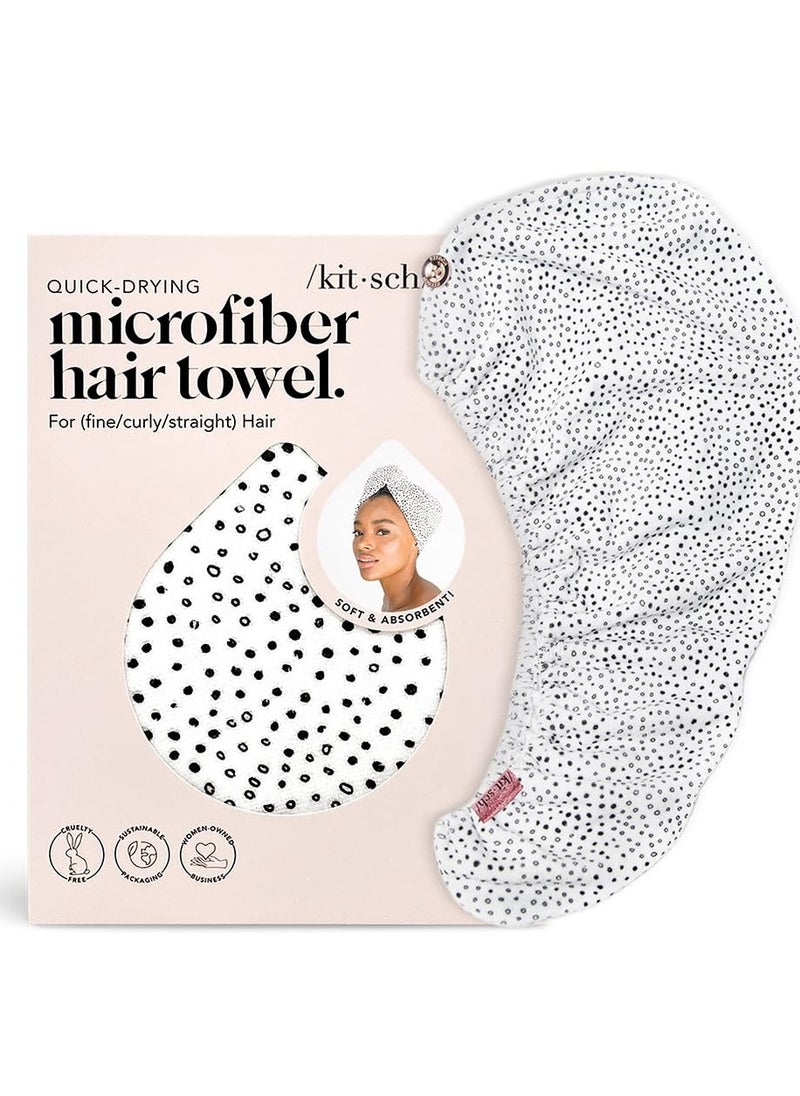 Kitsch Microfiber Hair Towel Wrap for Women - Anti-Frizz Quick Dry Towel, Super Absorbent Microfiber Towel for Hair, Hair Drying Towel Wrap, Hair Towels, Hair Turban Towel for Wet Hair - Micro Dot