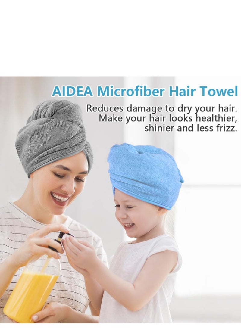 AIDEA Microfiber Hair Towel Wrap, 5 Pack Hair Turbans, Super Absorbent Quick Dry Hair Towel Wrap for All Hair Types Anti Frizz, Hair Accessories for Women, 26