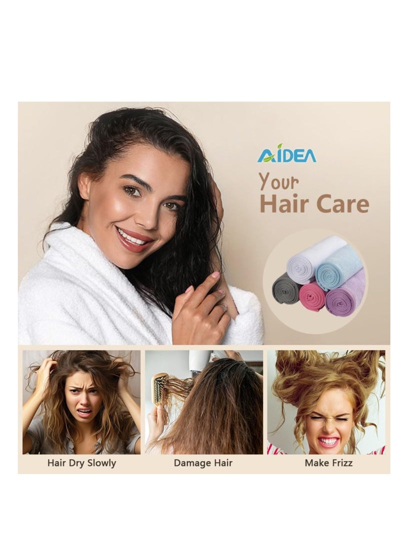 AIDEA Microfiber Hair Towel Wrap, 5 Pack Hair Turbans, Super Absorbent Quick Dry Hair Towel Wrap for All Hair Types Anti Frizz, Hair Accessories for Women, 26