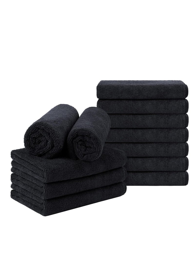 Orighty Black Salon Towel, Pack of 12(Not Bleach Proof, 16 x 27 Inches) Super Soft and Absorbent Microfiber Towels for Salon, Hand, Gym, Bath, Spa and Home Hair Care