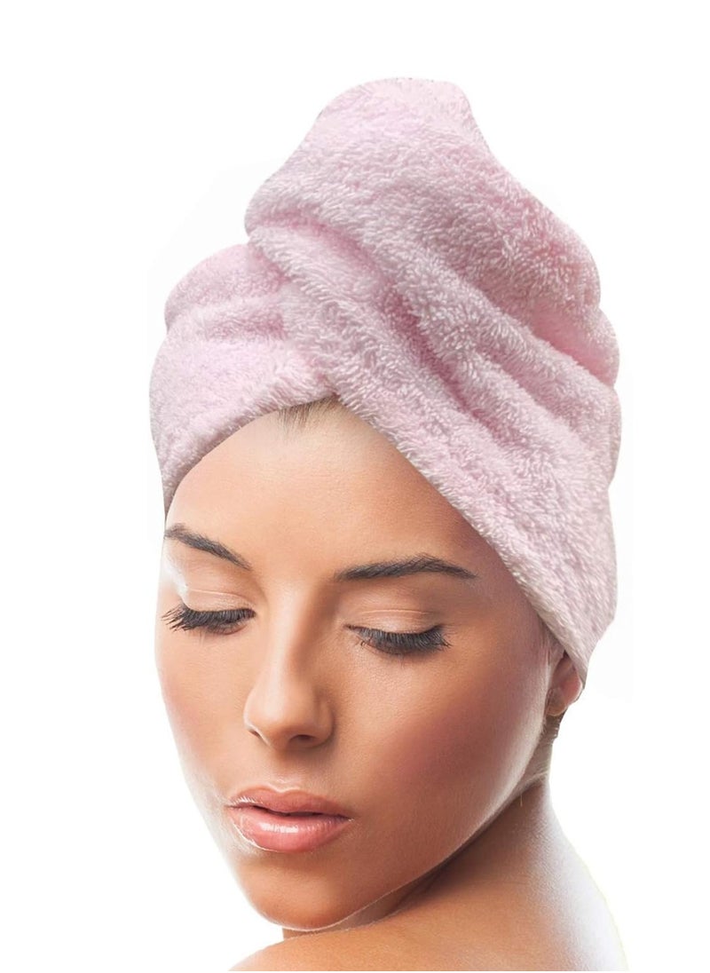 KEEPOZ Hair Towel Wrap Quick Dry 100% Cotton Super Absorbent Turban Head Wrap for Women with Button, Non Microfiber Anti Frizz Hair Products, Hair Cap for Curly, Long & Thick Hair (Pink, 1 Pc)