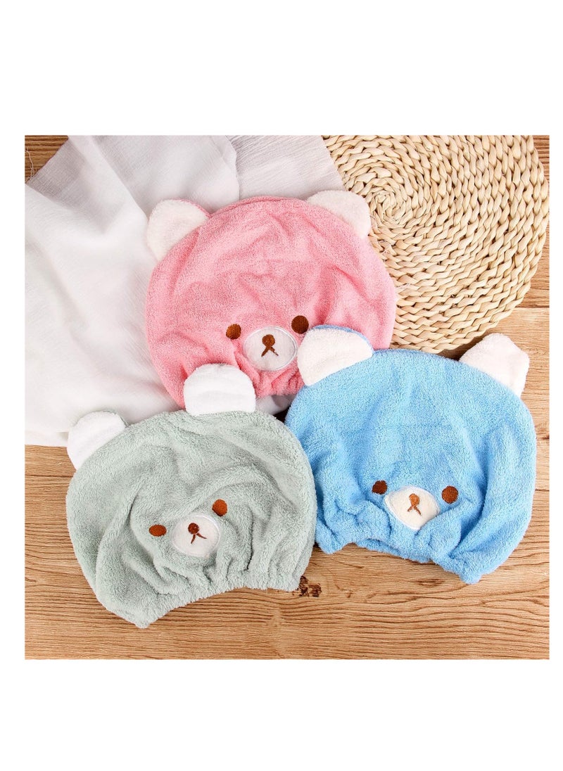 Lamoutor 3Pcs Hair Drying Towel for Kids Girls Soft Absorbent Kids Dry Hair Cap Kids Hair Towel Wrap Head Towel Wraps for Kids