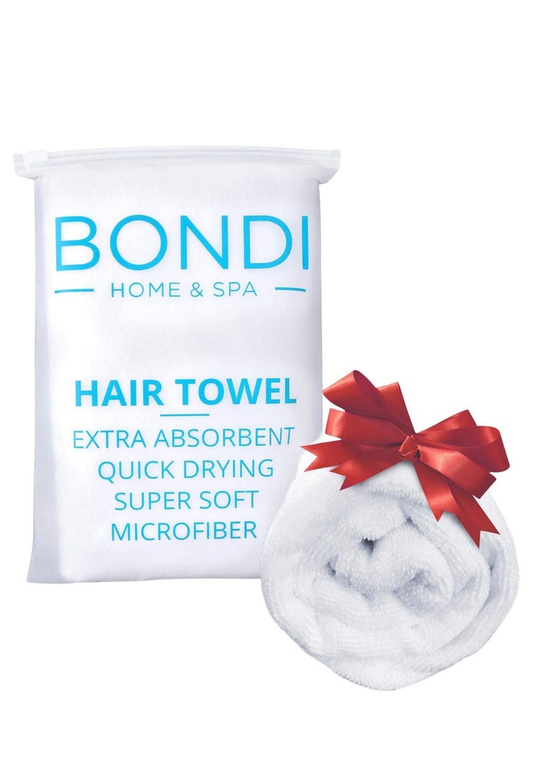 Bondi SPA Microfiber Hair Towel – Dries Hair 50% Faster – Anti-Frizz Towel for Long or Curly Hair – Super Absorbent & Soft - XL (Rectangle) - Perfect Stocking Stuffers for Women