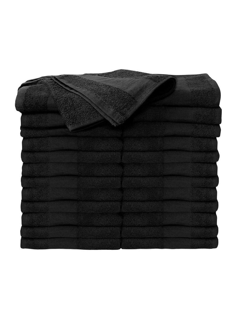 ForPro Professional Collection Premium Bleach Tough Salon Towels, Black, 100% Cotton, Bleach-Proof Towels, Stain Resistant, 16