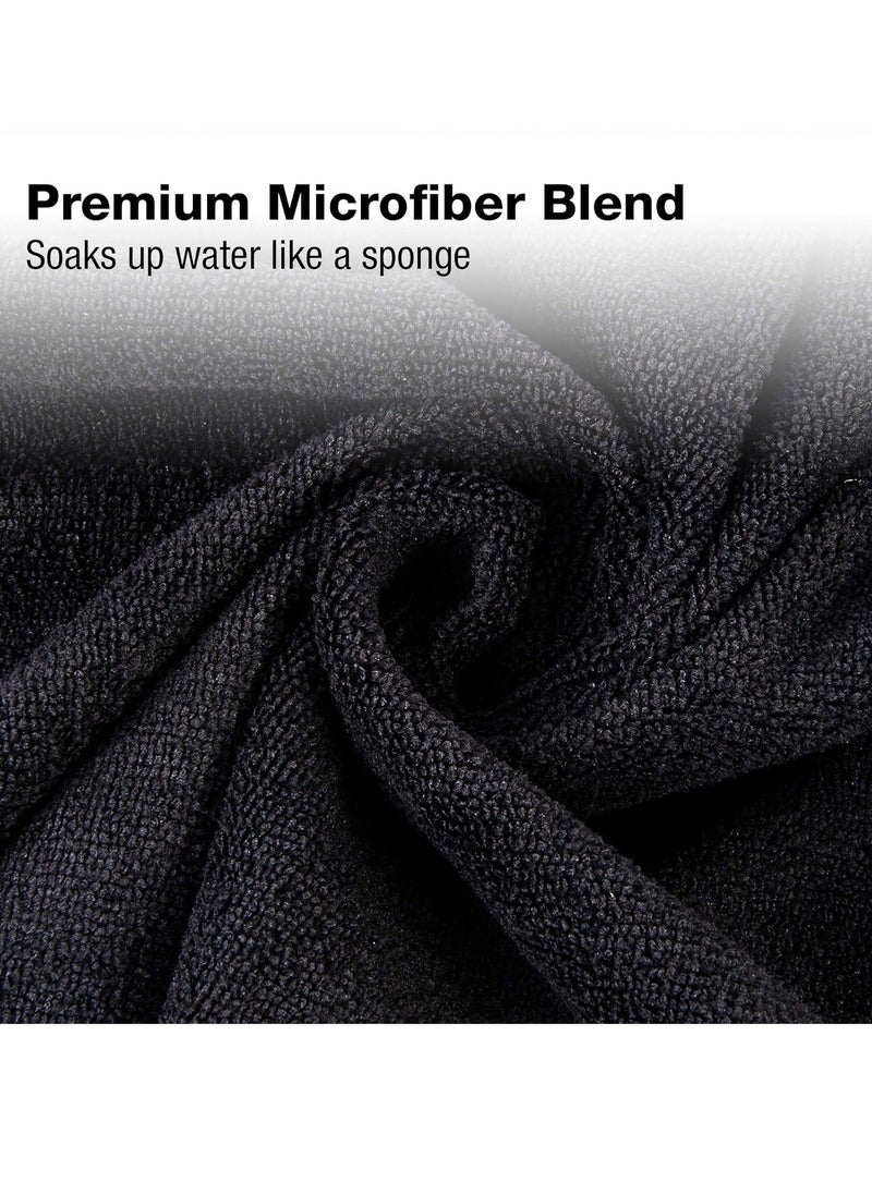 Eurow Microfiber Bleachproof Ultra Absorbent Salon Towels, 16 x 29 Inches, 10-Pack, Black