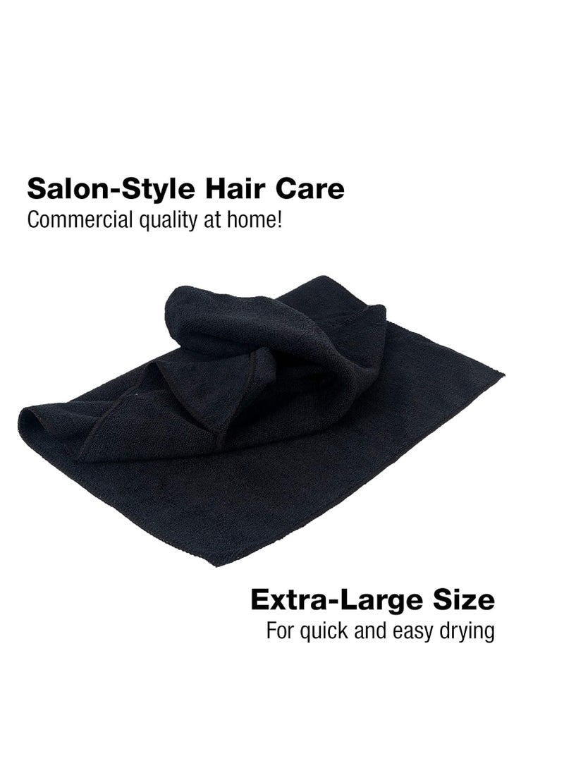 Eurow Microfiber Bleachproof Ultra Absorbent Salon Towels, 16 x 29 Inches, 10-Pack, Black