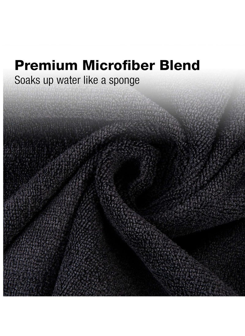 Eurow Microfiber Bleachproof Ultra Absorbent Salon Towels, 16 x 29 Inches, 10-Pack, Black