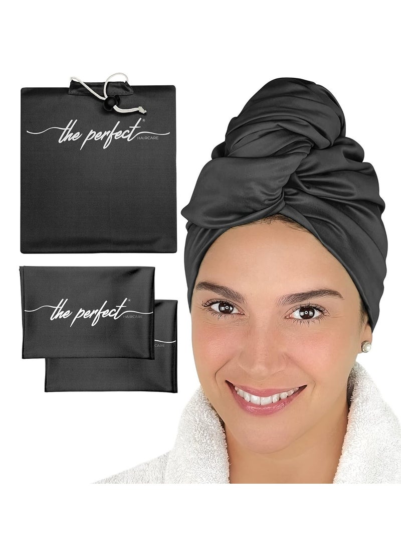 THE PERFECT HAIRCARE Curly Hair Girls Microfiber Plopping Towel Set Gift - Anti-frizz Silky Smooth Hair Drying Wrap for Women - Super Absorbent Large Hair Towel + 2 Scrunching MicroPlop Towels