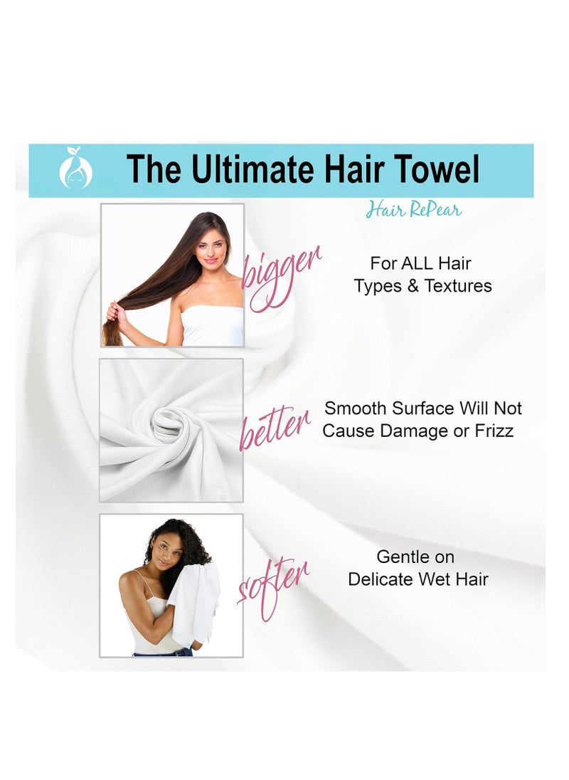 Anti Frizz Premium Cotton Hair Towel Enhances Healthy Natural Hair - Plop Wrap Scrunch Curly Wavy or Straight Hair -Extra Long Thick Hair