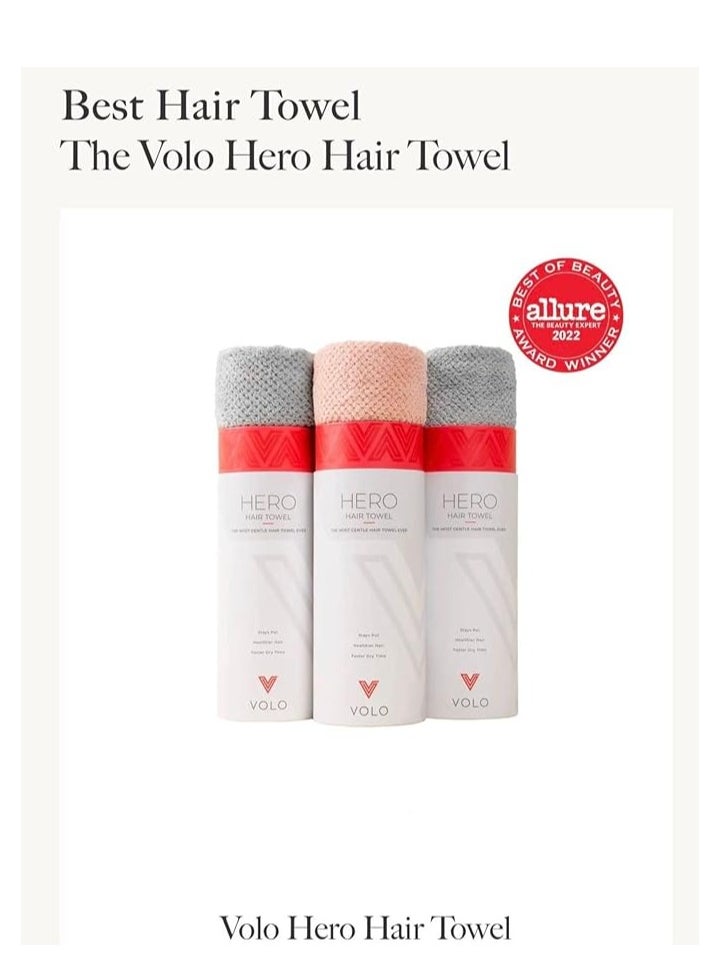 VOLO Hero Cloud Pink Hair Towel | Ultra Soft, Super Absorbent, Quick Drying Nanoweave Fabric | Reduce Dry Time by 50% | Towel Wrap for All Hair Types | Anti Frizz & Anti Breakage | Reusable Packaging