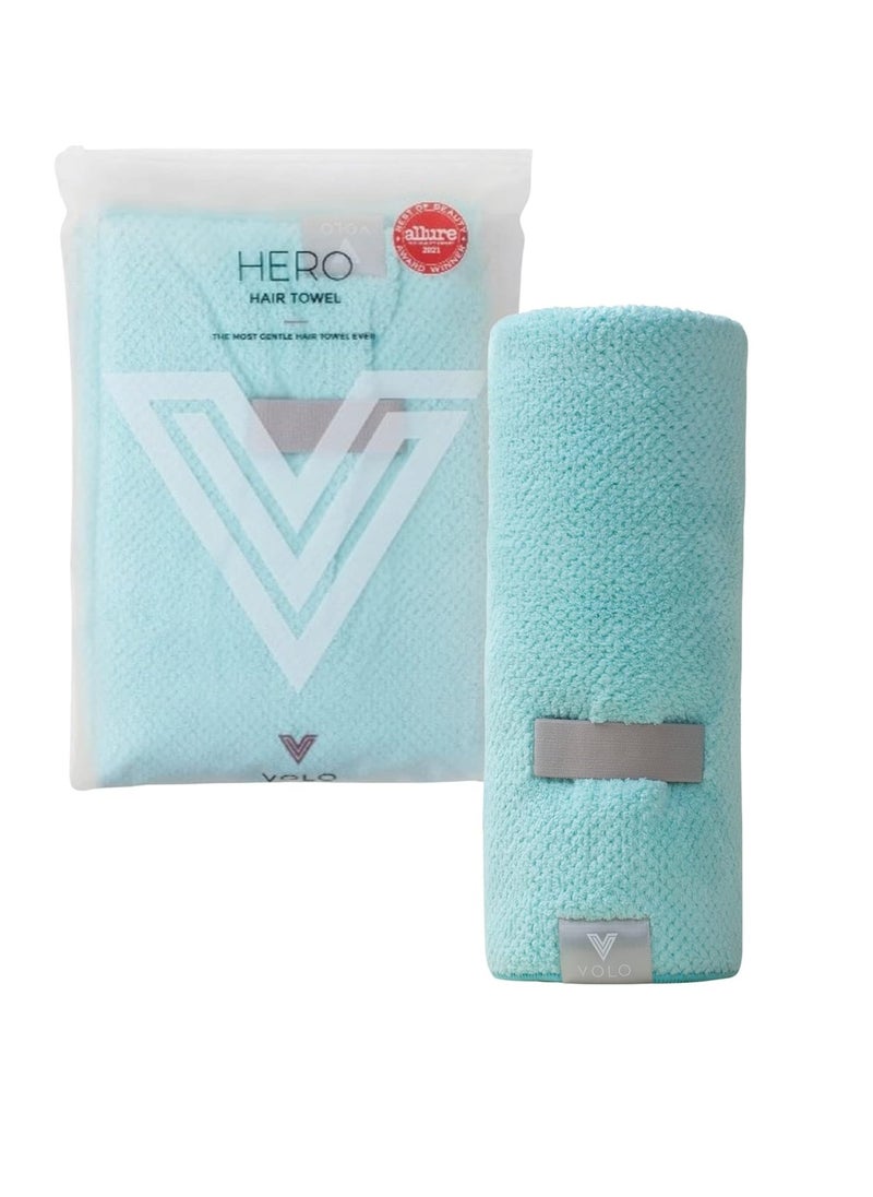 VOLO Hero Capri Blue Hair Towel | Ultra Soft, Super Absorbent, Quick Drying Nanoweave Fabric | Reduce Dry Time by 50% | Towel Wrap for All Hair Types | Anti Frizz & Anti Breakage | Reusable Packaging