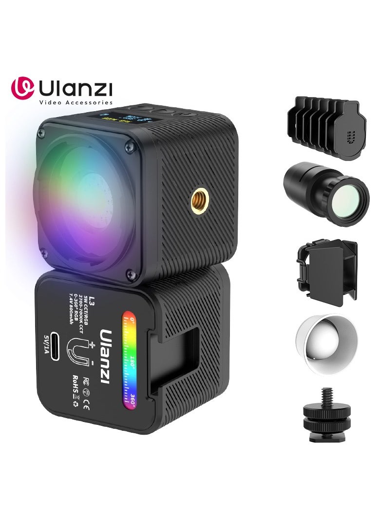 L2 RGB Mini COB Video Camera, Light Dimmable, 360° Full-Color Light, with Diffuser Honeycomb Photography, for DSLR Camera