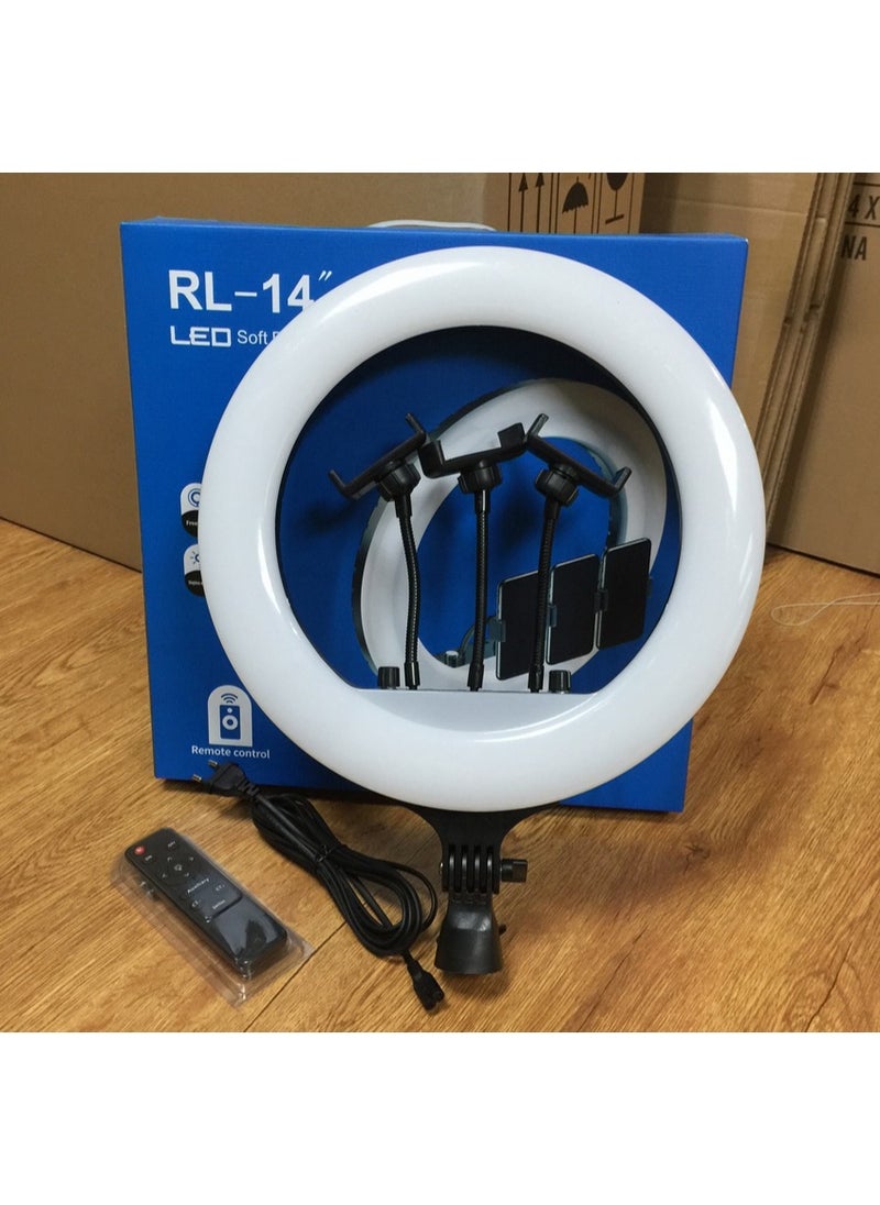 14-Inch Dimmable Ring Light with 3 Phone Holders for Photography, YouTube, and Makeup Lighting