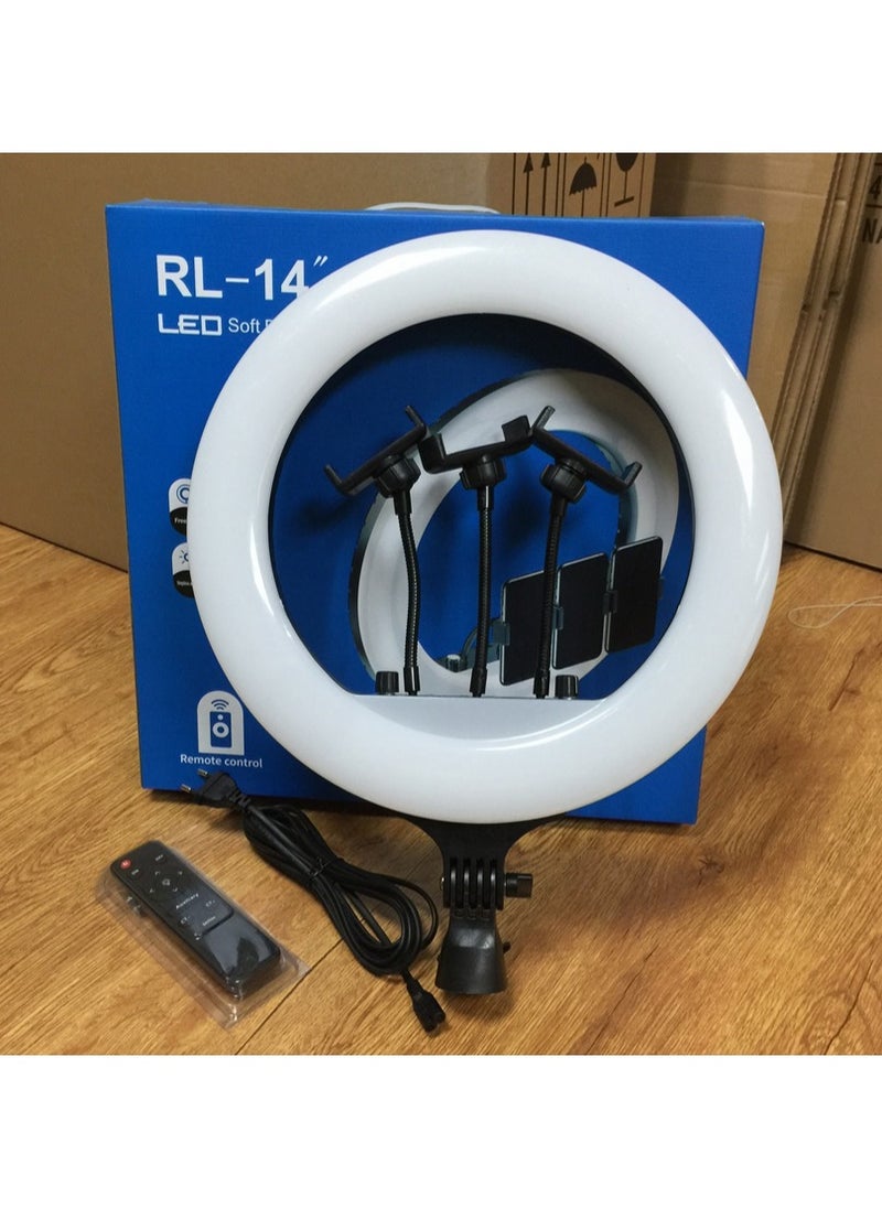 14-Inch Dimmable Ring Light with 3 Phone Holders for Photography, YouTube, and Makeup Lighting