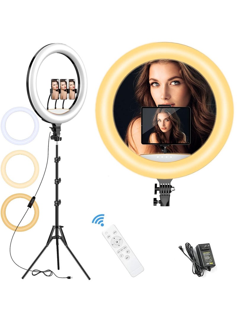 18-Inch Dimmable Ring Light with 3 Phone Holders for Photography, YouTube, and Makeup Lighting