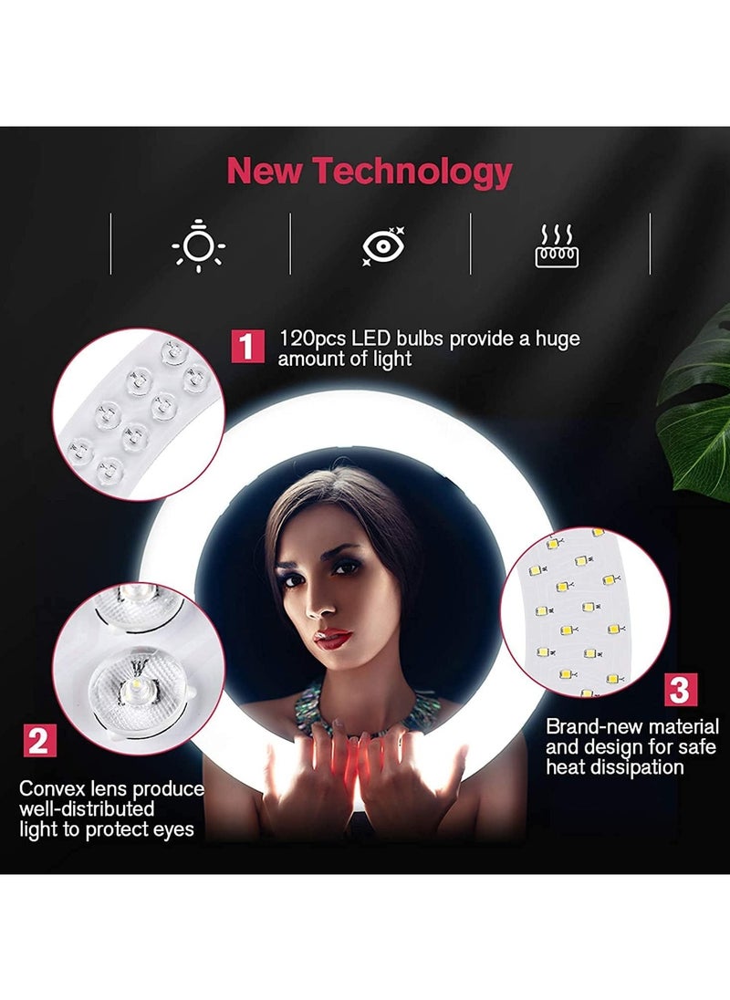 18-Inch Dimmable Ring Light with 3 Phone Holders for Photography, YouTube, and Makeup Lighting