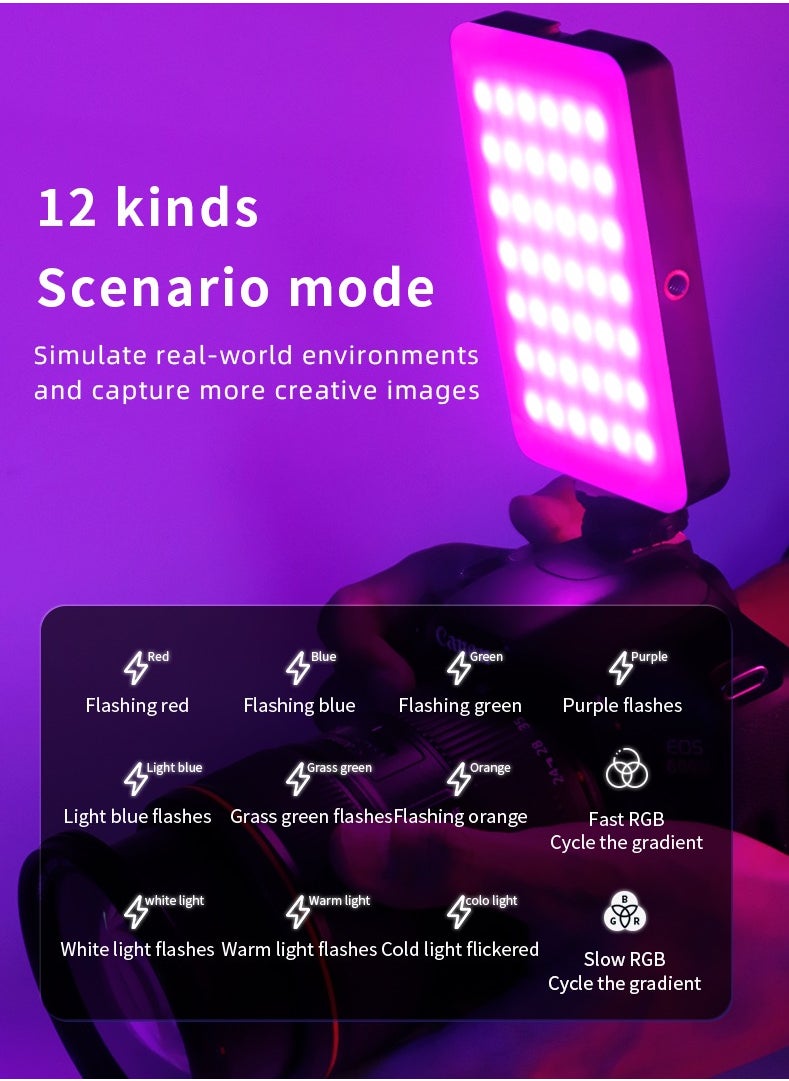 Selfie Light for phone with 132 LEDs, 2000mAh Type-C Rechargeable Portable Selfie Light,RGB Light, Led Phone Light fo Ideal for Video Conferencing, Makeup, and TikTok. Compatible with Phone, Laptop, and Camera