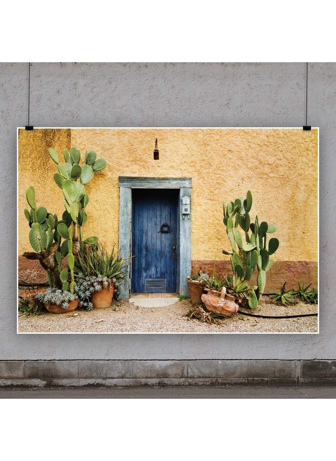 10X6.5Ft Photography Background Mexico Cactus Backdrop Western Building Life Desert Plant Saguaro Grunge Stone Wall Flowerpot Oilpainting Garden Door Cowboy Photo Portrait Studio Video Prop