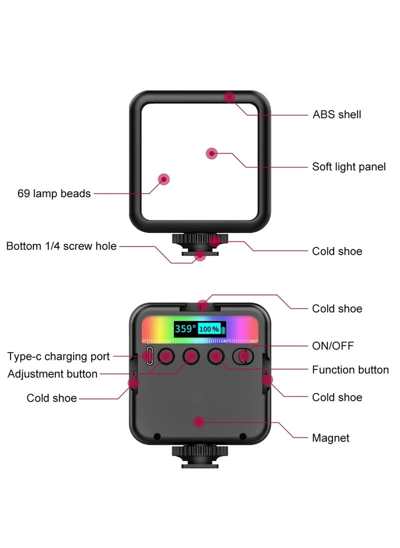 PULUZ Pocket 2500-9000K+RGB Full Color Beauty Fill Light Handheld Camera Photography LED Light