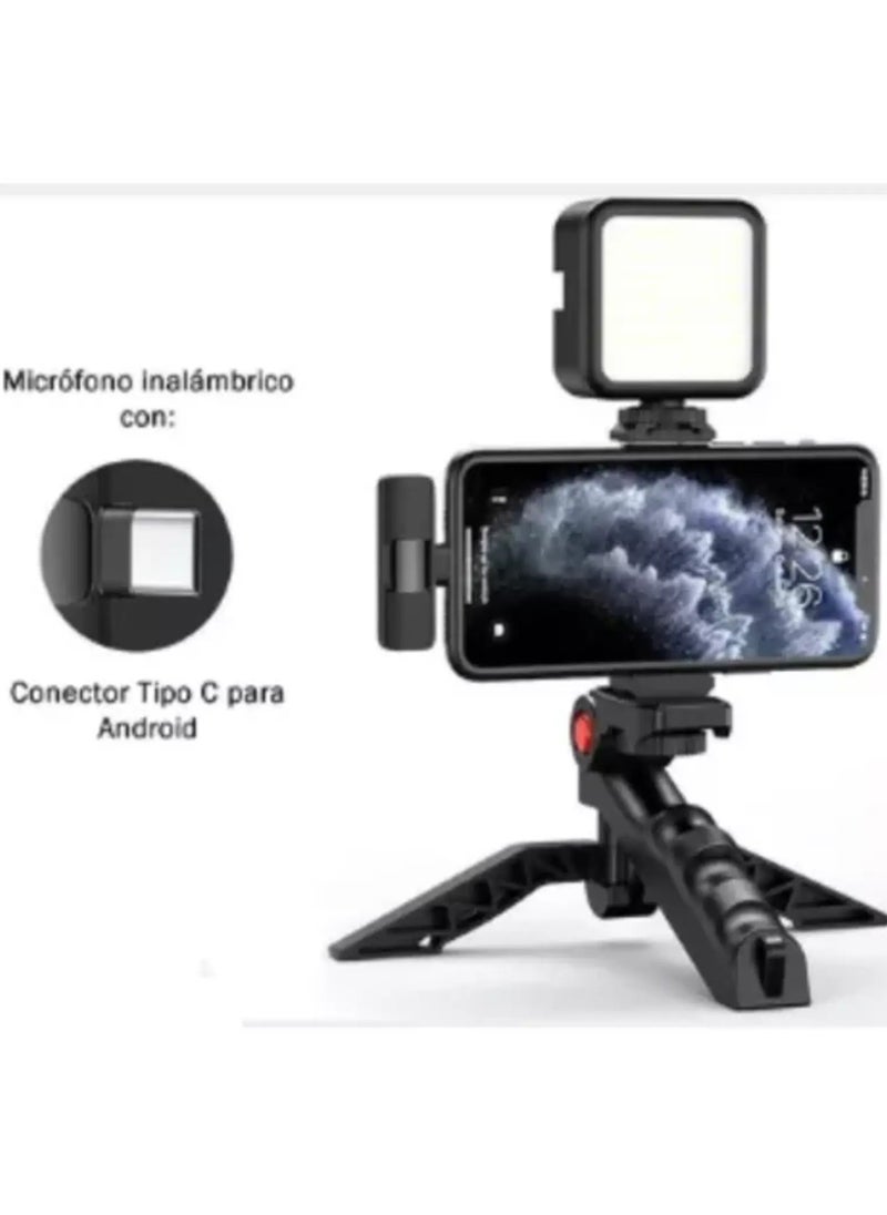 Smartphone Vlogging Kit – Tripod, Fill Light, Microphone, Phone Clip, & Remote for iPhone & Android – Complete Vlogging Setup