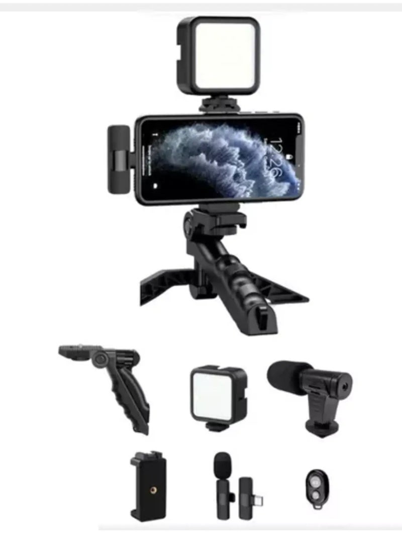 Smartphone Vlogging Kit – Tripod, Fill Light, Microphone, Phone Clip, & Remote for iPhone & Android – Complete Vlogging Setup