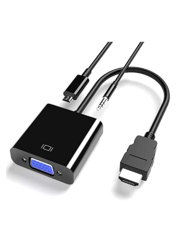 HDMI to VGA Adapter, HDMI-VGA 1080P Converter with 3.5mm Audio Jack and USB Power Supply for HDMI Laptop, PC, Blue Ray Player, Raspberry Pi, to VGA Monitor, Projector and More