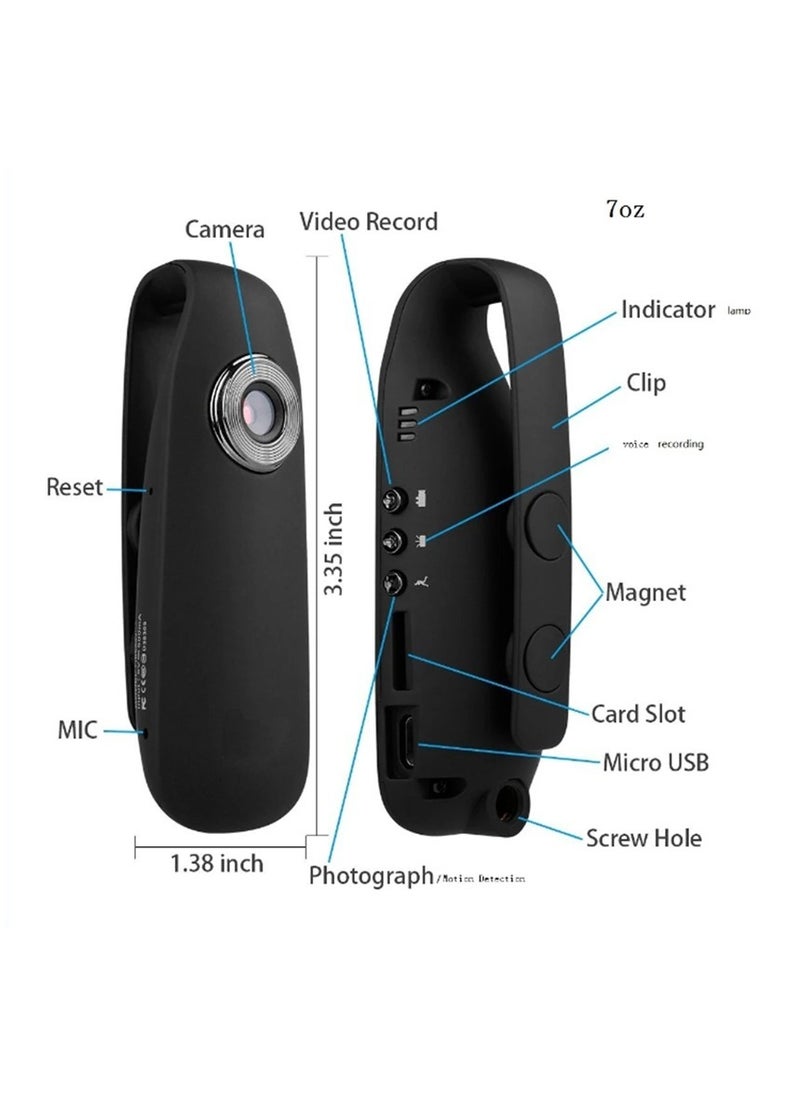 Mini Portable 007 Body Camera HD Micro Cam Pocket Video Recorder with Motion Detection for Outdoor Sports Interviews and Meetings 560mAh 16:9