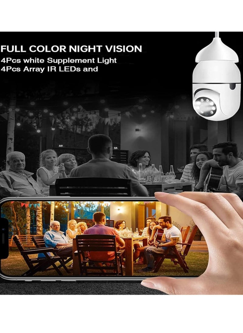 (7-Pack) WiFi Light Bulb Cameras – 360° Wireless Outdoor Security Cameras with 1080P Color Night Vision & Motion Detection