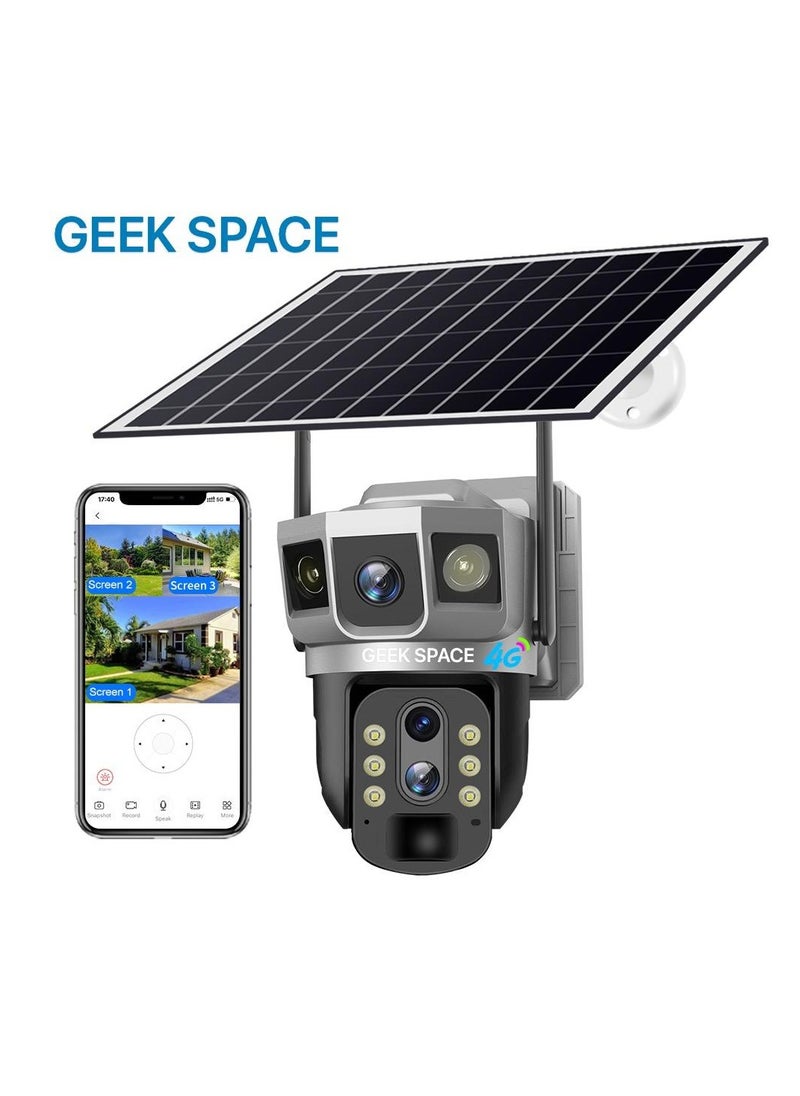 Geek Space VTS02 4G Solar-Powered Outdoor Detection Camera Advanced Security Solution 10X Optical Zoom, Waterproof, PIR Motion Detection, 360 Degree  Rotation