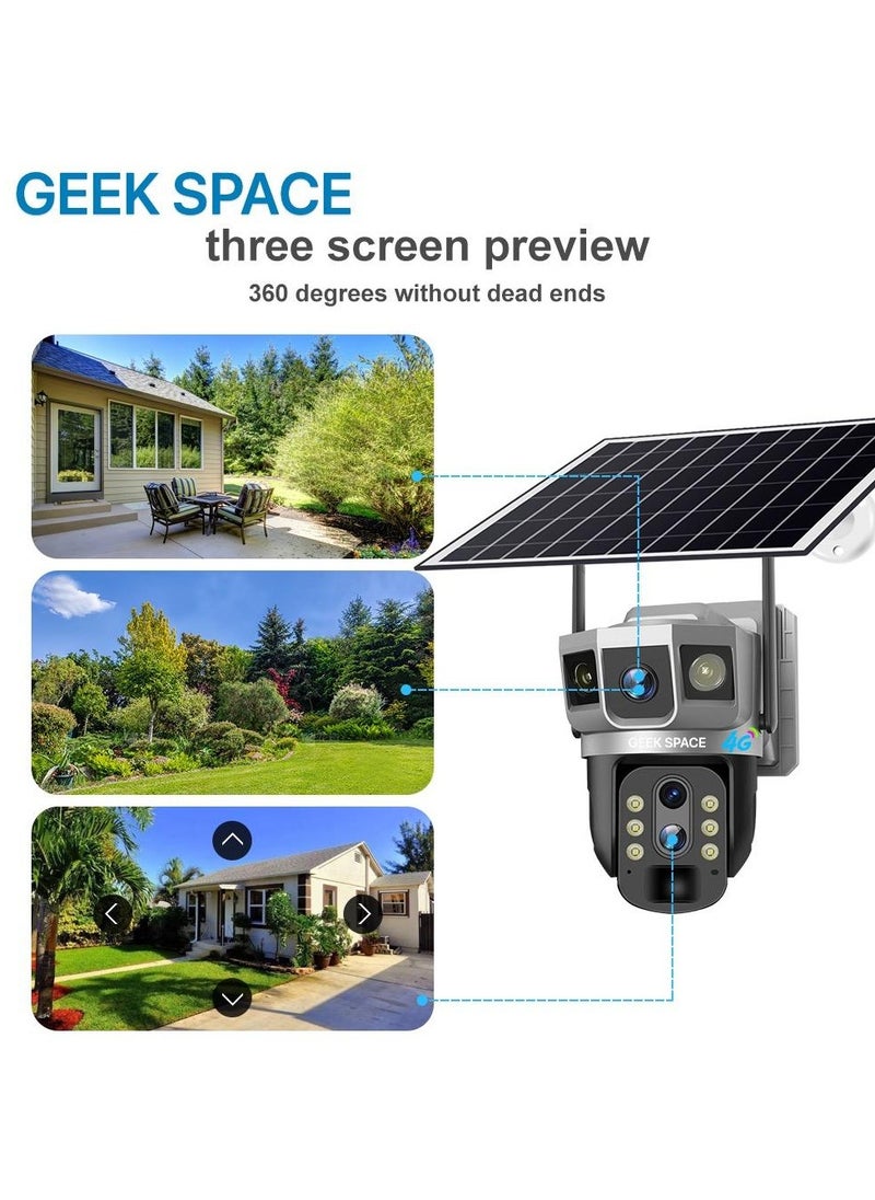 Geek Space VTS02 4G Solar-Powered Outdoor Detection Camera Advanced Security Solution 10X Optical Zoom, Waterproof, PIR Motion Detection, 360 Degree  Rotation