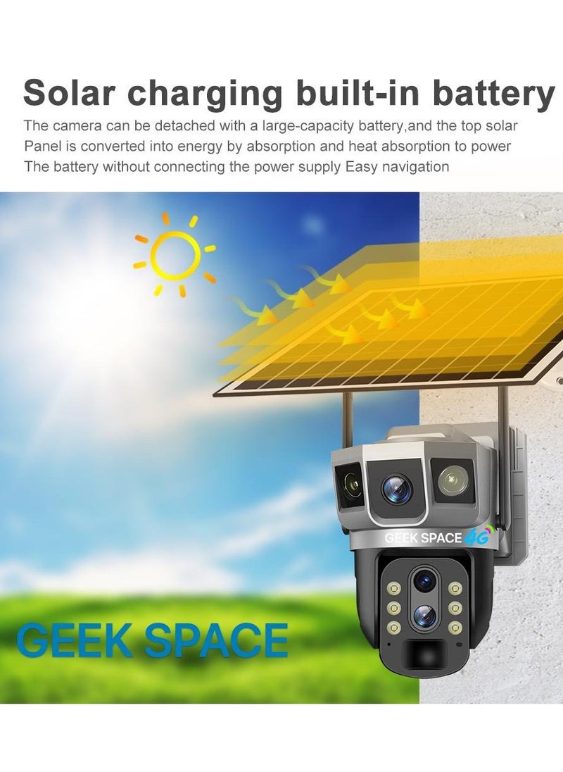 Geek Space VTS02 4G Solar-Powered Outdoor Detection Camera Advanced Security Solution 10X Optical Zoom, Waterproof, PIR Motion Detection, 360 Degree  Rotation