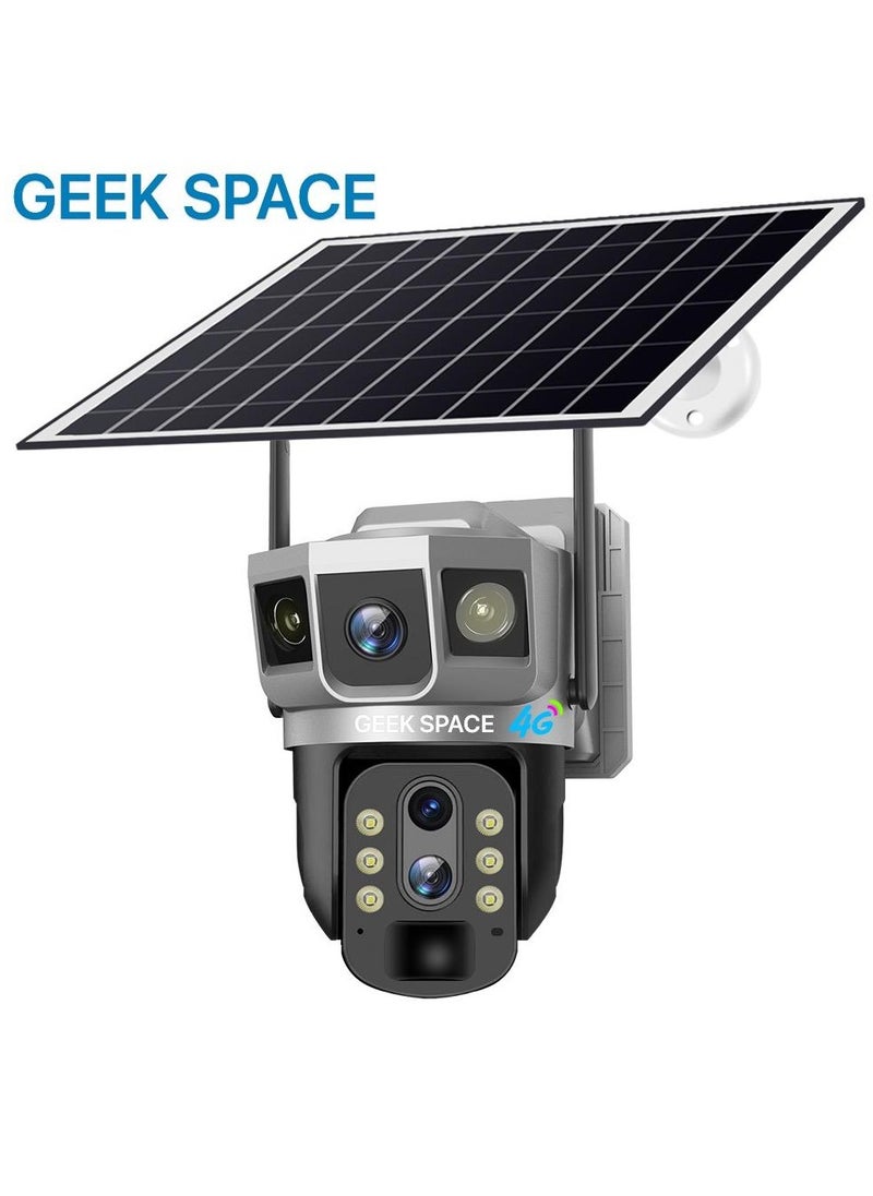 Geek Space VTS02 4G Solar-Powered Outdoor Detection Camera Advanced Security Solution 10X Optical Zoom, Waterproof, PIR Motion Detection, 360 Degree  Rotation