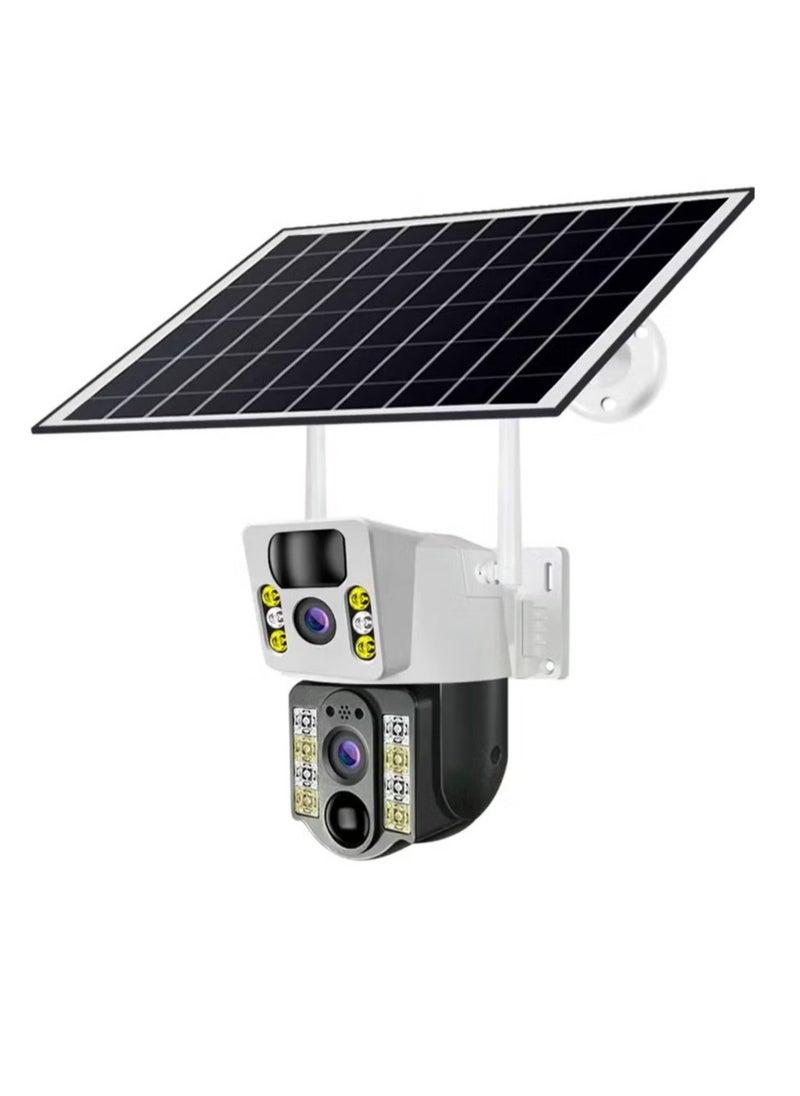 Smart Solar Security Camera – 8MP Dual Lens Outdoor Surveillance with Solar Charging & Motion Detection