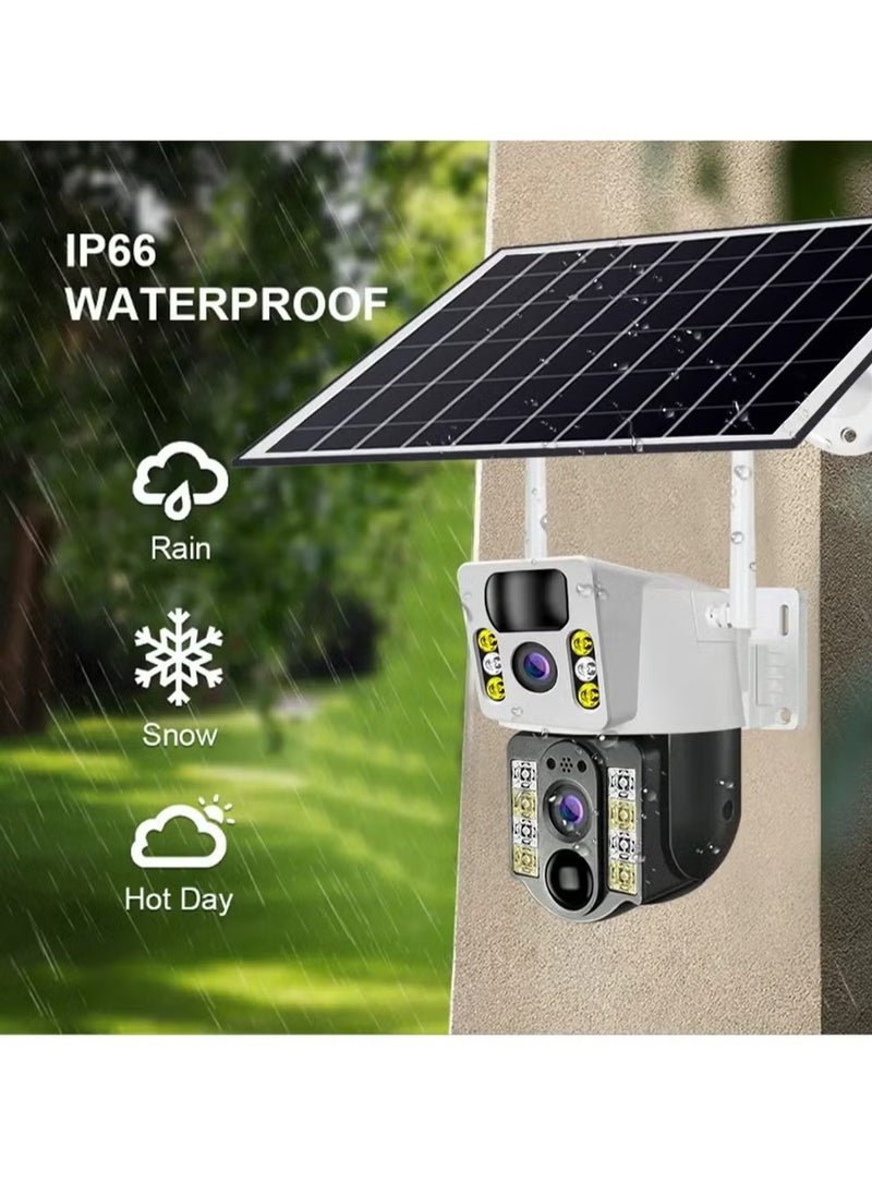 Smart Solar Security Camera – 8MP Dual Lens Outdoor Surveillance with Solar Charging & Motion Detection