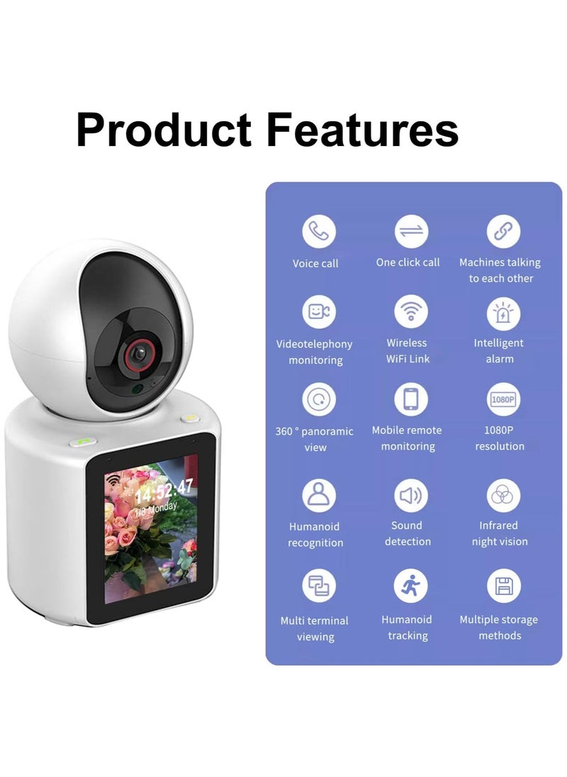 Two-Way Video Calling Camera with 2.8 inch HD Screen, 1080P Indoor Home Security Camera, Indoor Home Nanny Camera, Pet Camera, Dog Camera, Baby/Nanny Camera with Phone App