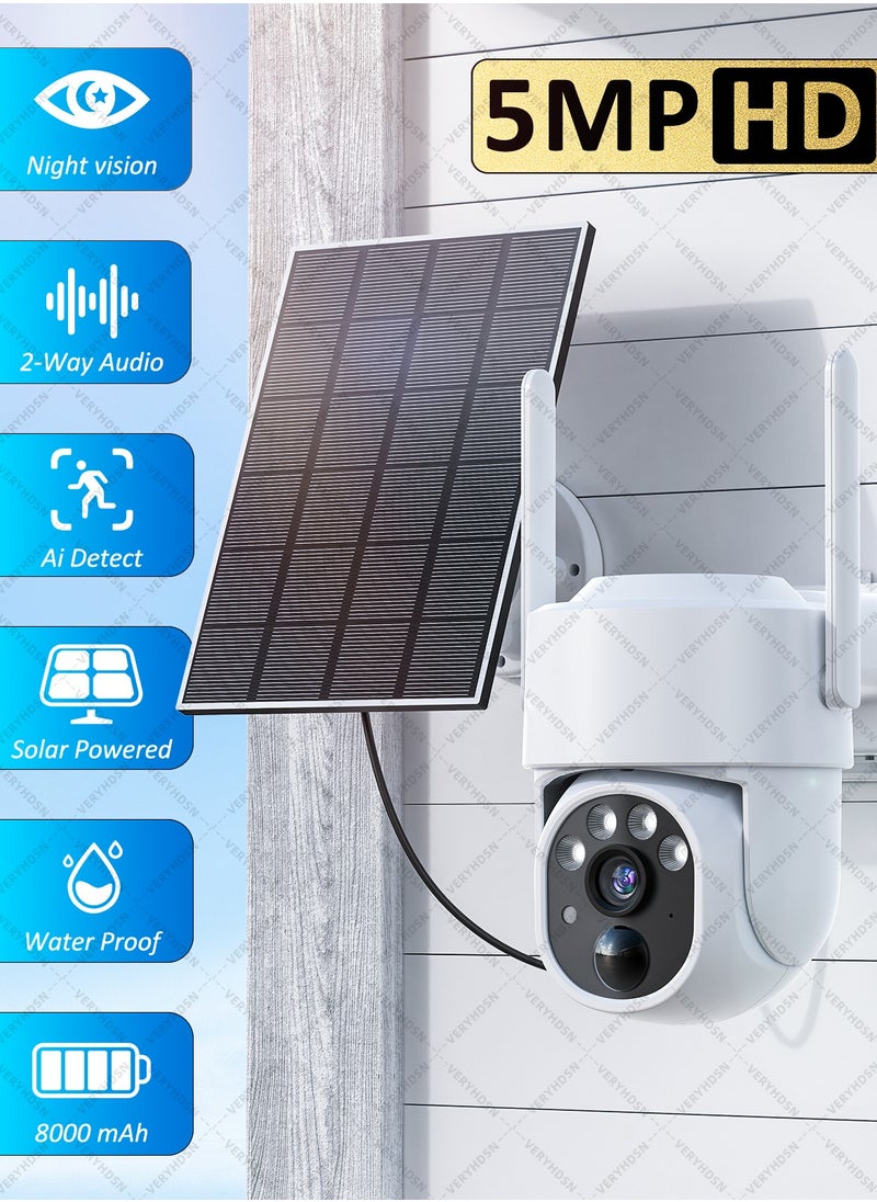 5MP Camera Wifi Outdoor Surveillance Security Camera Solar Panel Surveillance Cameras